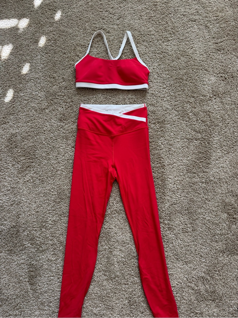 all in motion Red and White Active Two-Piece Set - Sports Bra + Leggings